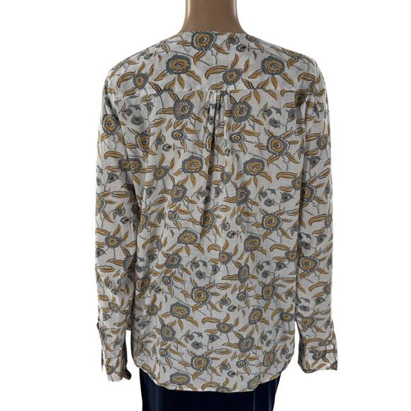 Orvis White Floral Cotton V Neck Button Down Top - Picture 6 of 10